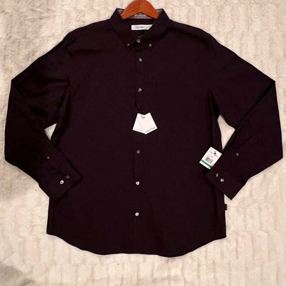 BNWT CALVIN KLEIN BUTTON-DOWN SHIRT, MEN’S SIZE LARGE - Picture 3 of 5